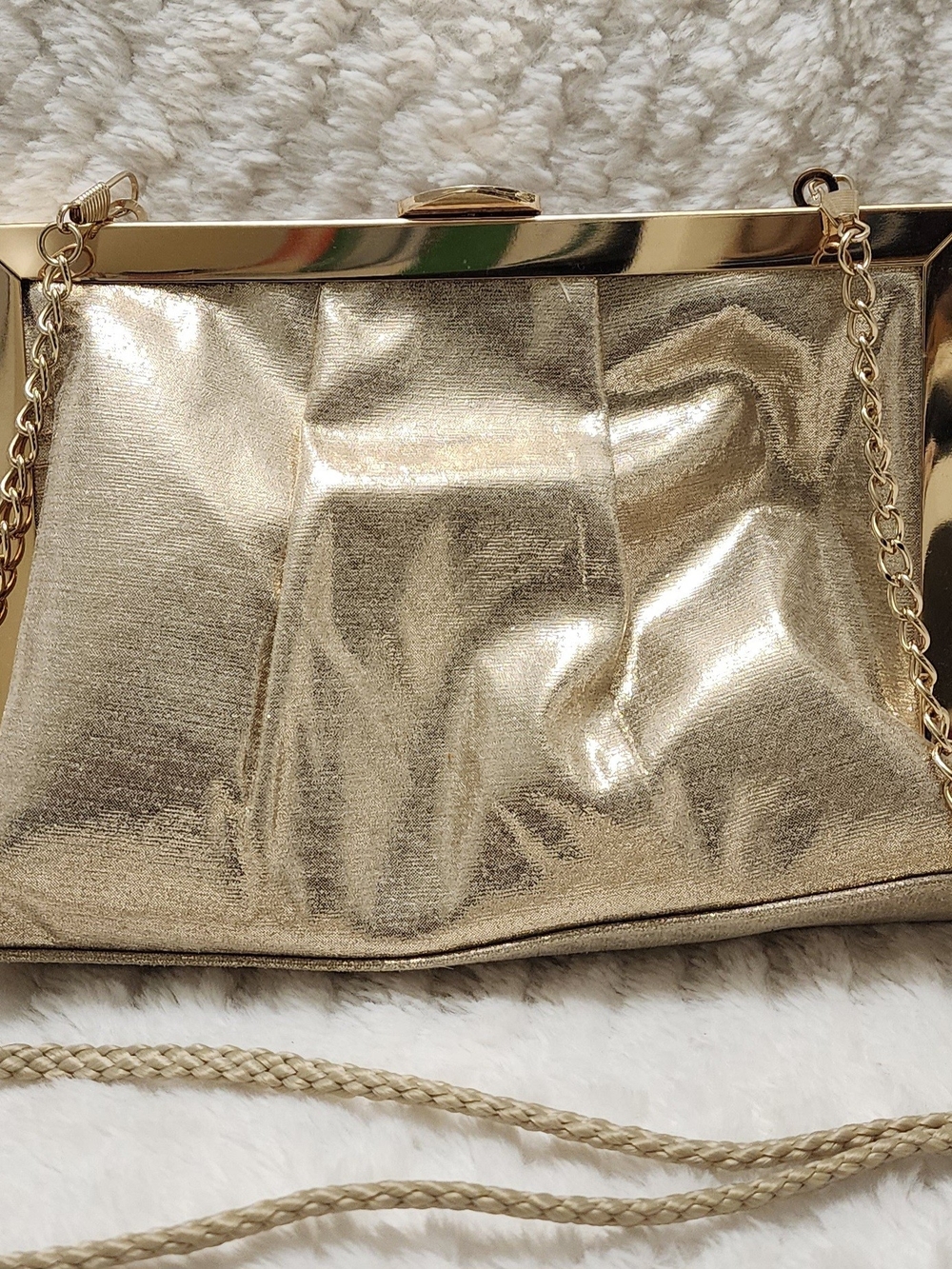 Nina New York Evening Clutch Bag – Metallic Gold with Detachable Chain - Picture 2 of 8